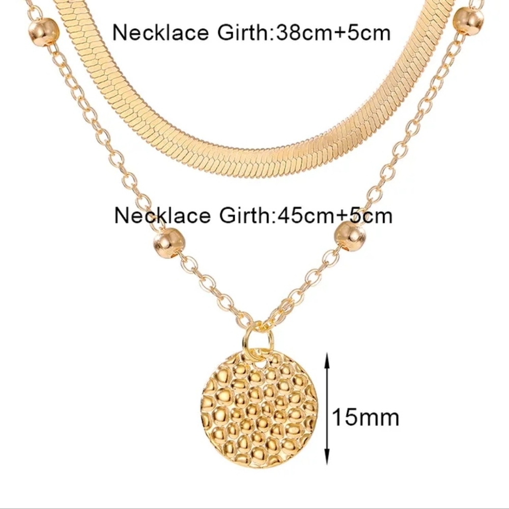 NEW GOLD  MULTILAYER ✨️ CLAVICLE CHAIN CHOKER COIN NECKLACE - Picture 8 of 8